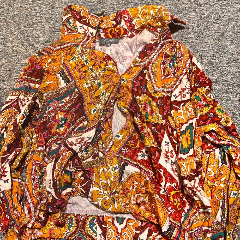 Haute Hippie Multicolor Paisley Button Down Shirt